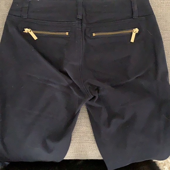 Michael Kors Navy Skinny Pants with Gold accent zippers - Picture 3 of 4